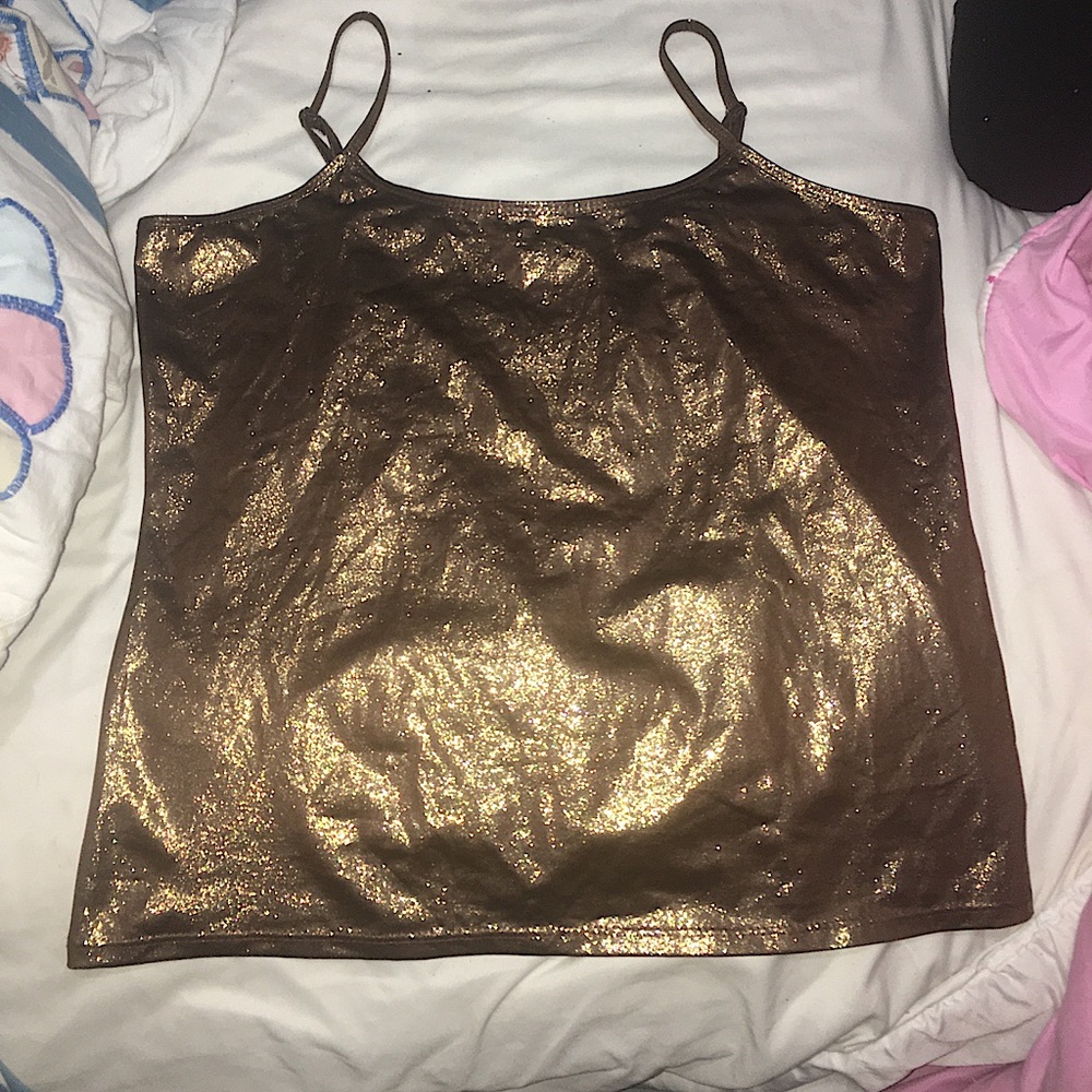 Gold sparkle Scott Taylor tank top